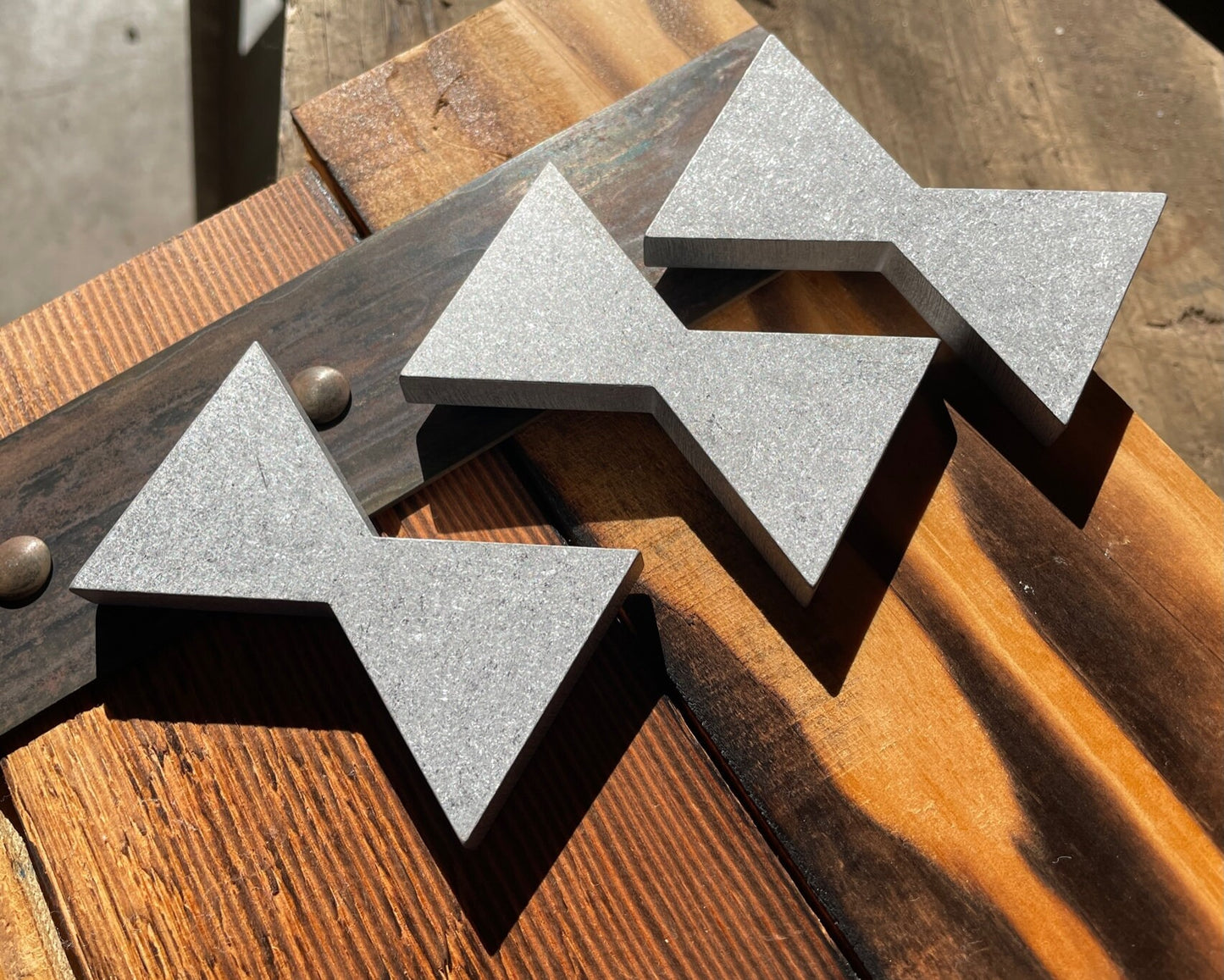 Reclaimed Aluminum Bowtie/Dovetail inlay for woodworking 2"x3" - 3/8" thick (Sold Individually)