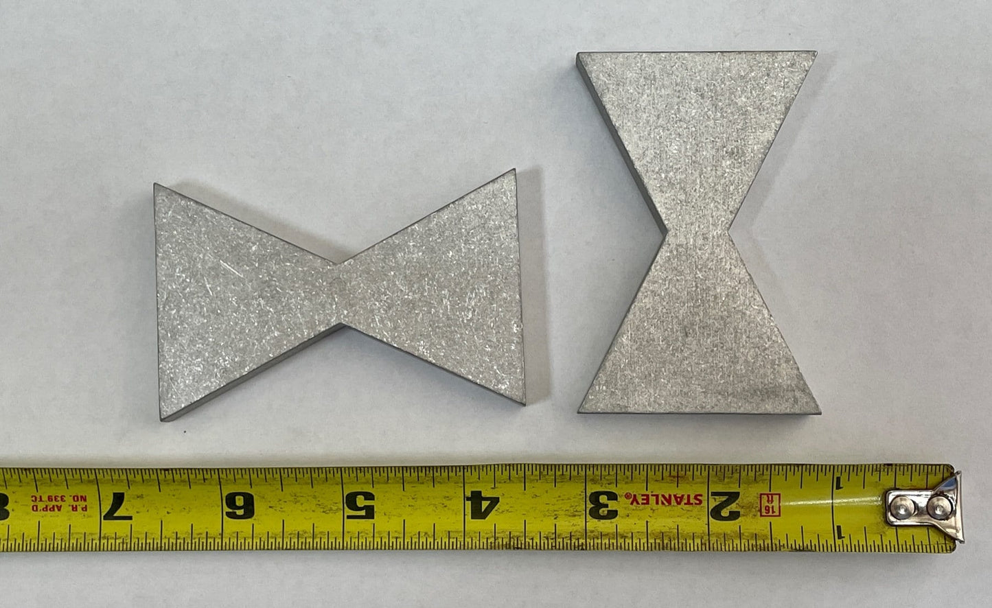 Reclaimed Aluminum Bowtie/Dovetail inlay for woodworking 2"x3" - 3/8" thick (Sold Individually)